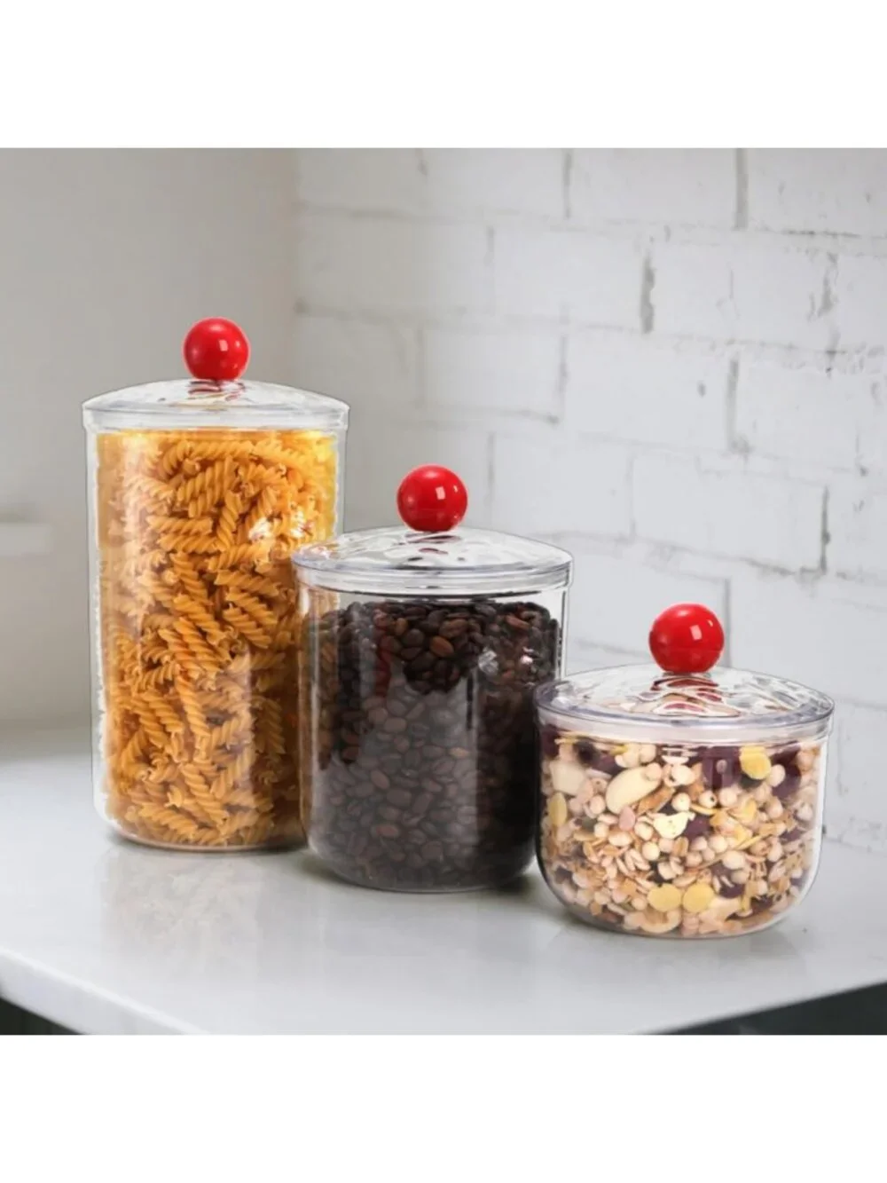3 Pack Airtight Clear Candy Jars - Wide Mouth Food Storage Containers, 70oz